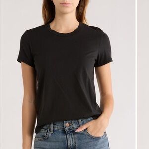 James Perse COTTON CREPE TEE Black Crewneck Modal Short Sleeve Sz 0 XS NEW